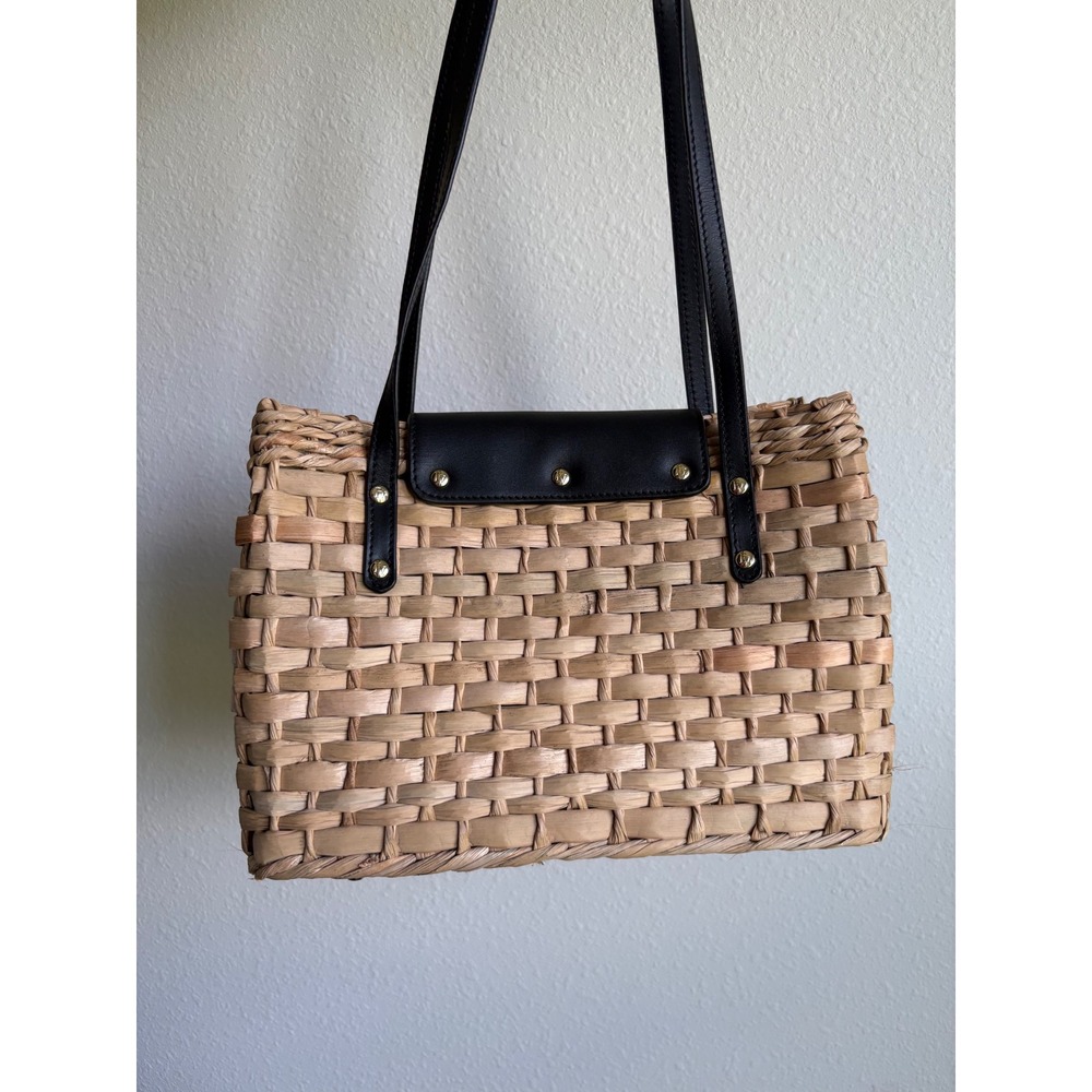 Frances Valentine New York 100% Straw Loren Flap Basket Tote - Picture 2 of 6